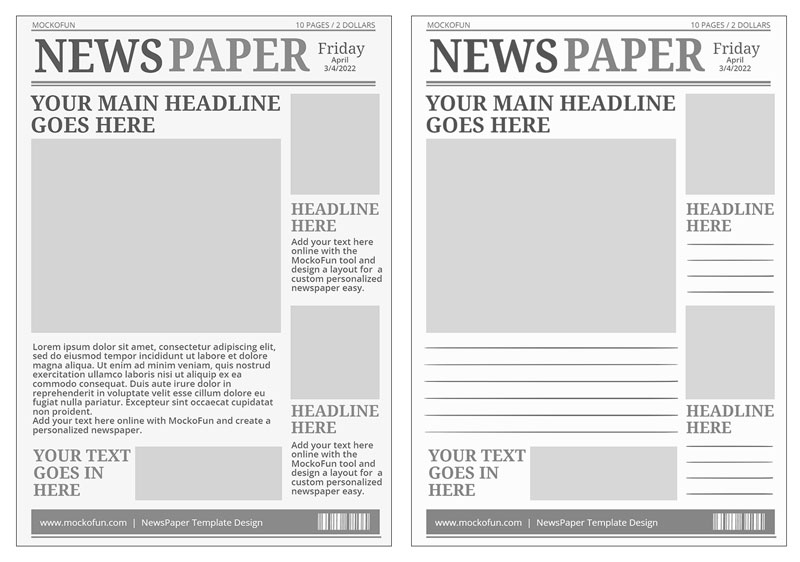 blank newspaper template free