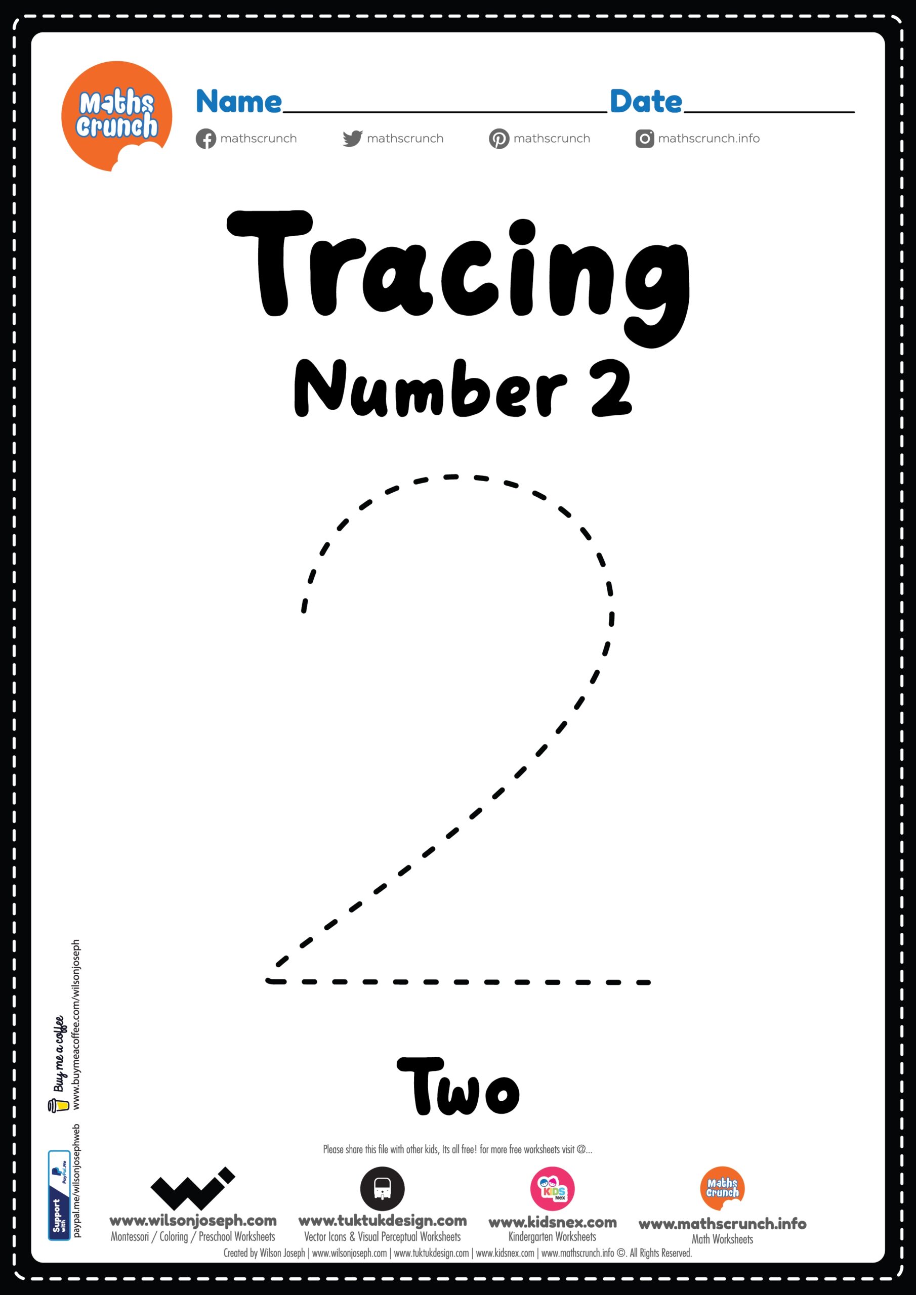 Number 2 Tracing Sheet Printable