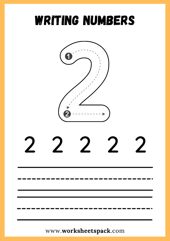 Number 2 Writing Worksheet PDF For Kids