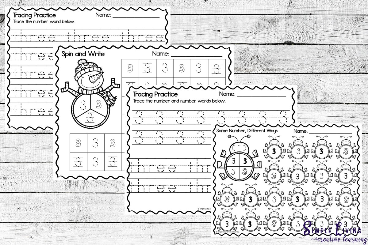 number 3 printables for preschoolers