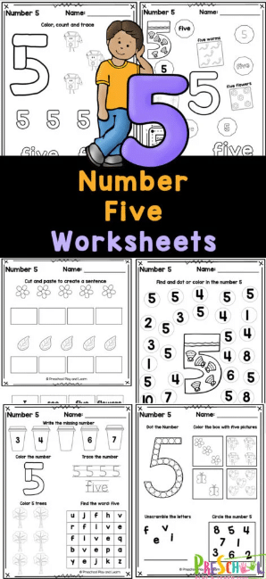 number 5 free printable worksheets