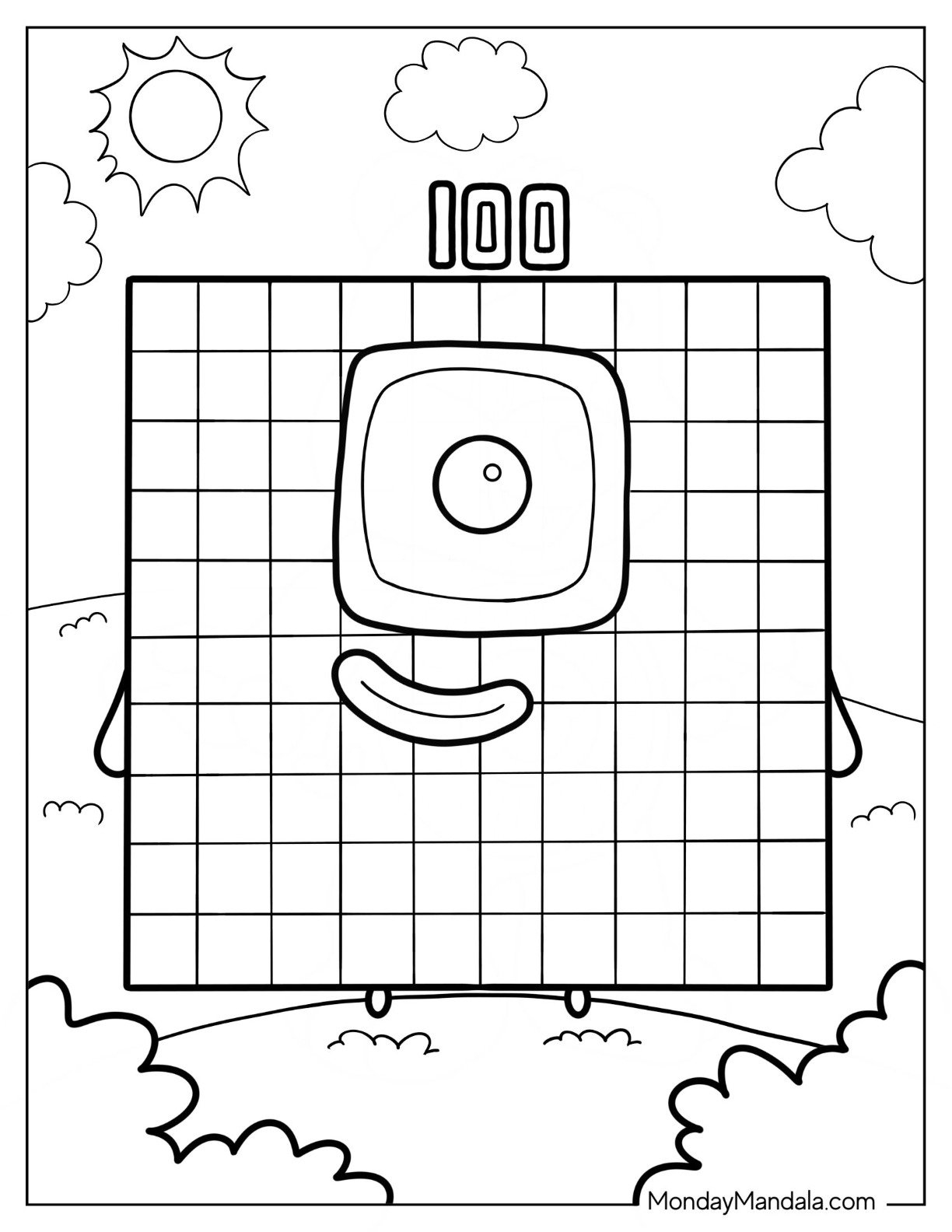 Numberblocks Coloring Pages 100 Coloring Pages