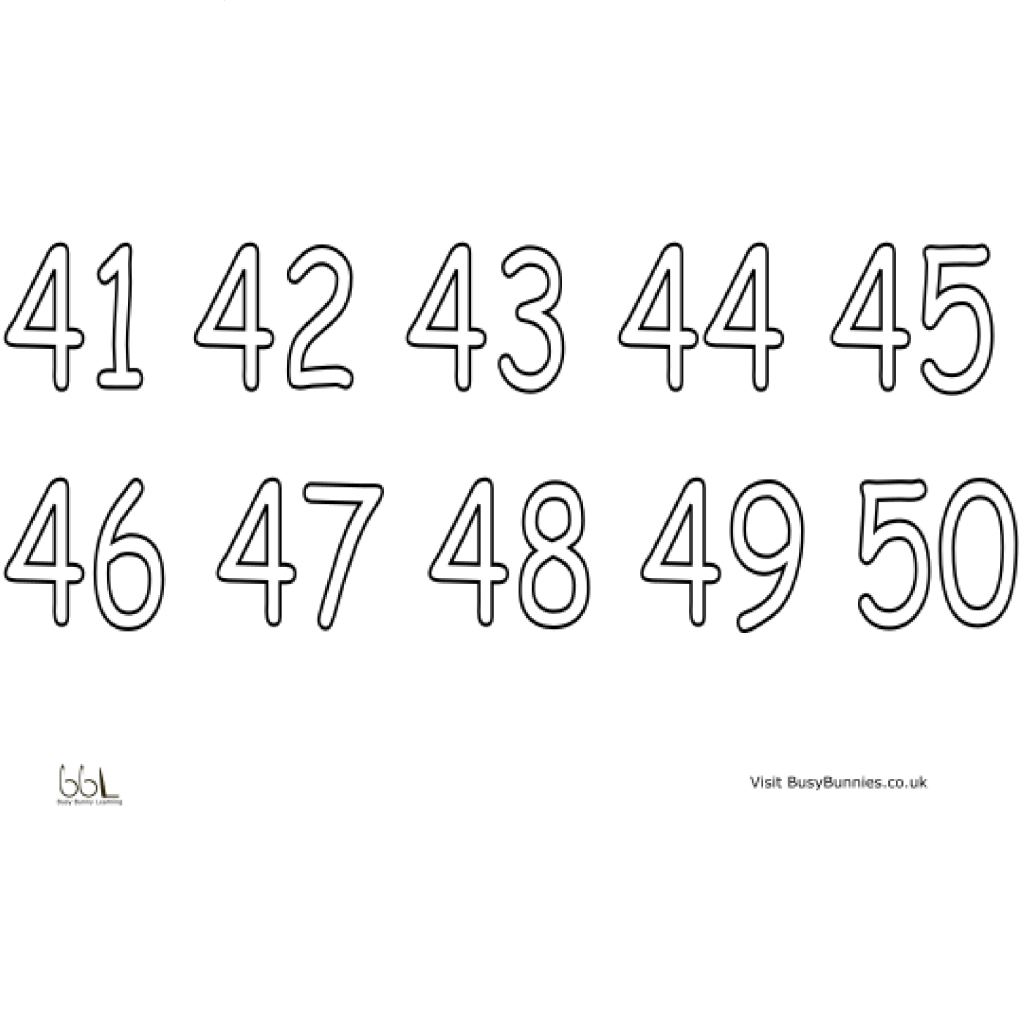 Numbers Colouring Sheet 51 60 Busy Bunnies Learning