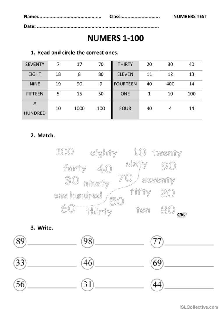 numbers exercises for kids pdf