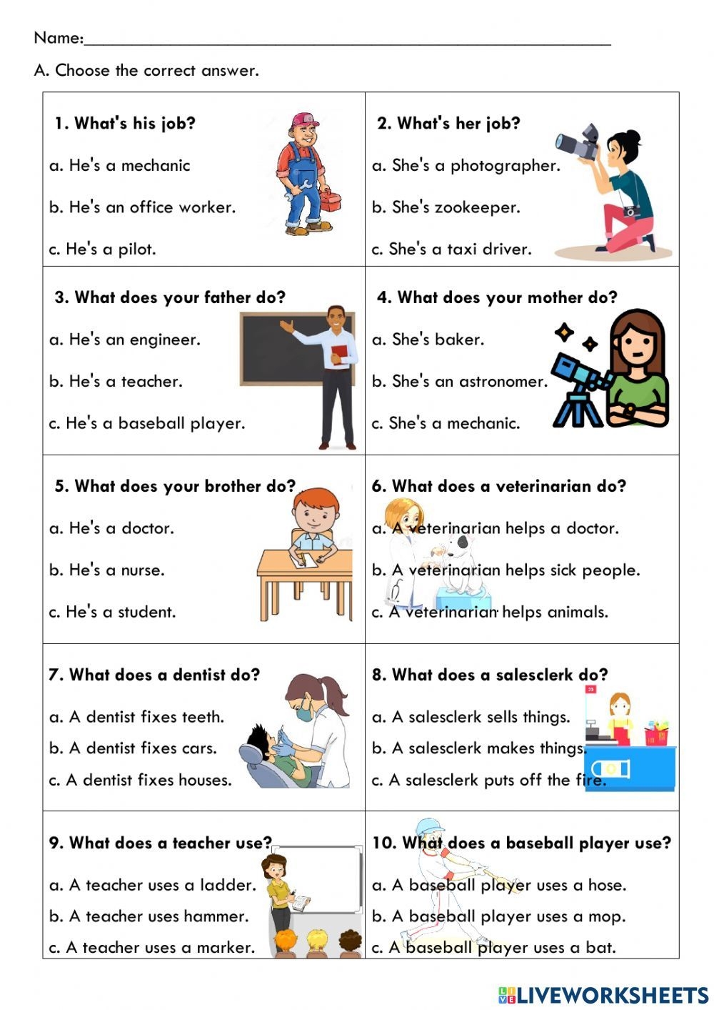 Occupation Online Activity For Grade 3 You Can Do The Exercises Online 