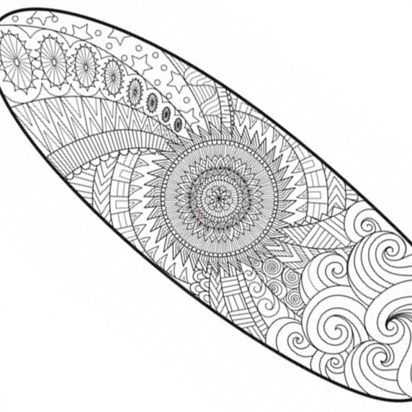 Outlined Surfboard Coloring Pages Free Printable Coloring Pages