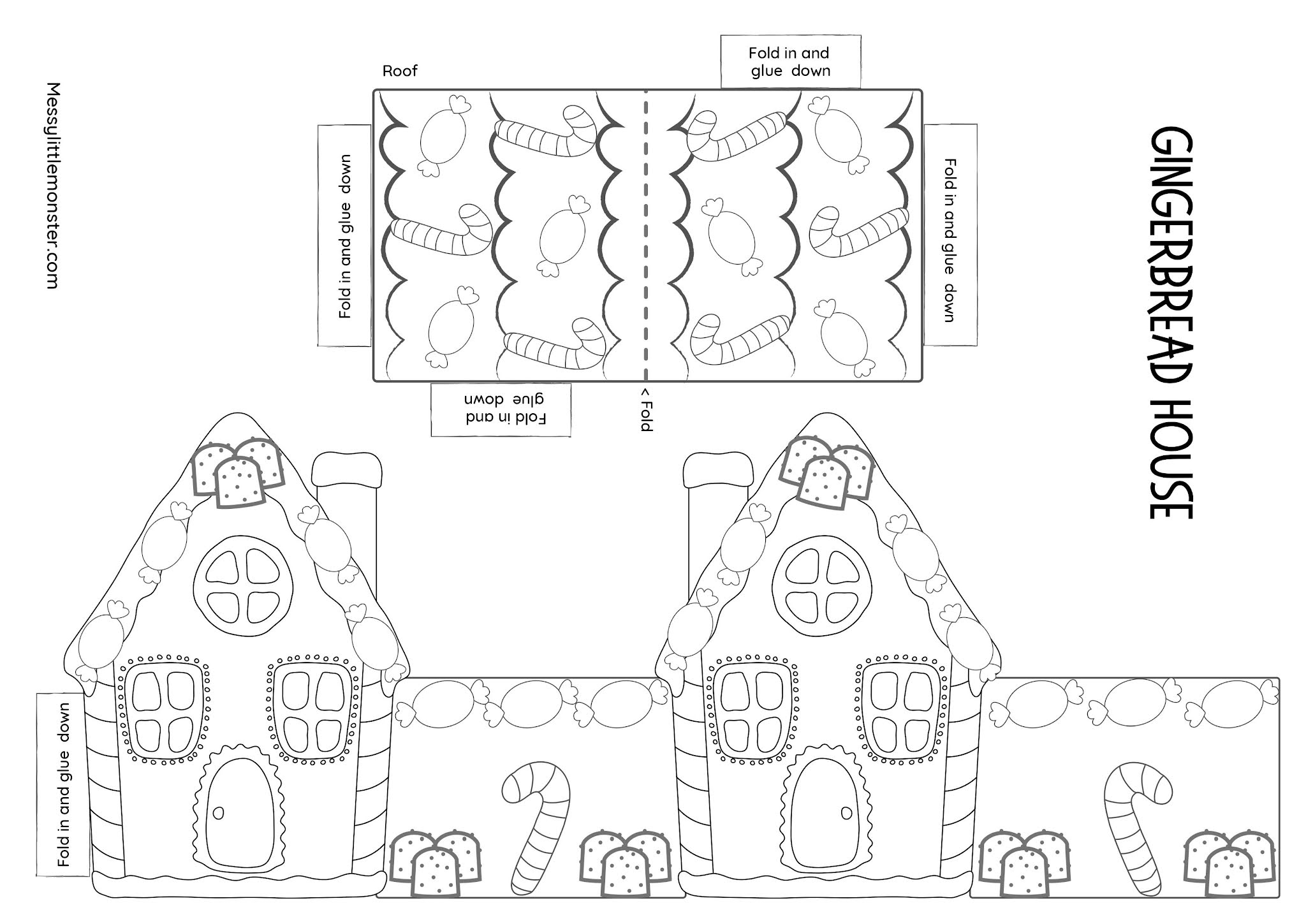 Paper Gingerbread House template Included Messy Little Monster
