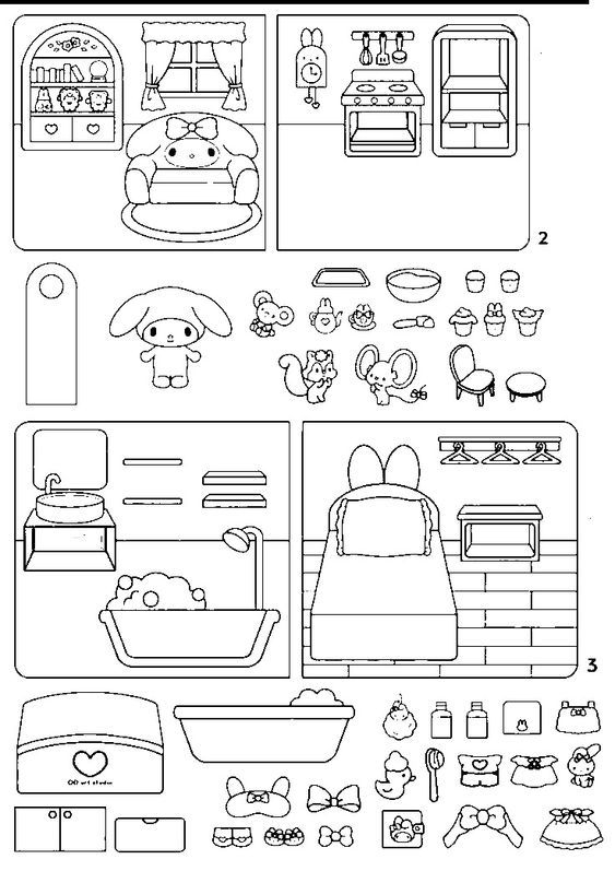 Paperhouse Sanrio Papercraft Coloring Pages coloringpages Coloring 