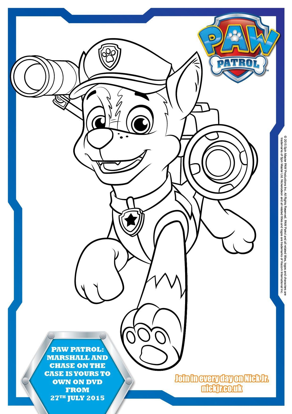 free printable coloring Paw Patrol