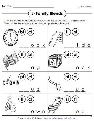 Phonics Worksheets L Family Blends Worksheets Library