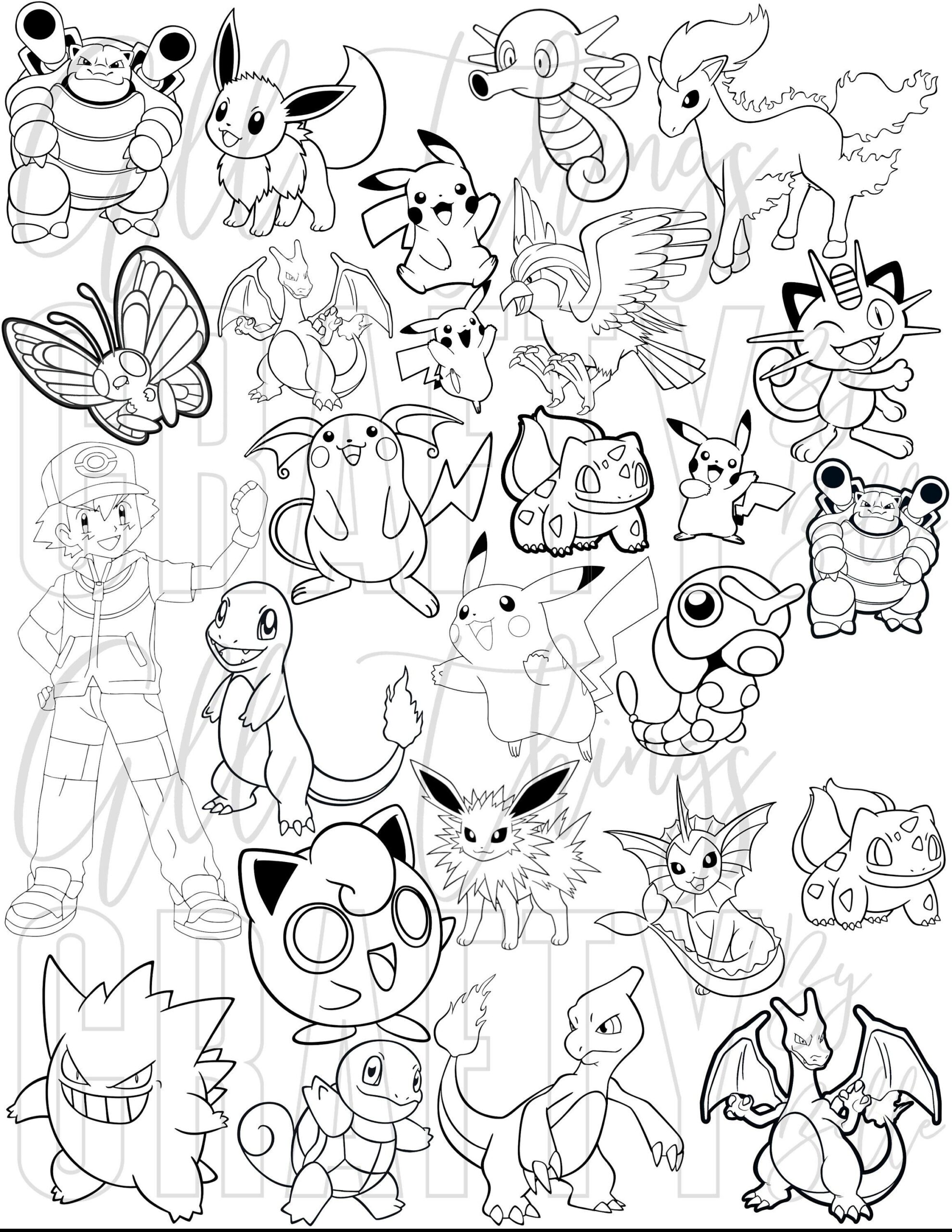 Pokemon Coloring Sheets 78 Digital PDF Coloring Pages Etsy Canada