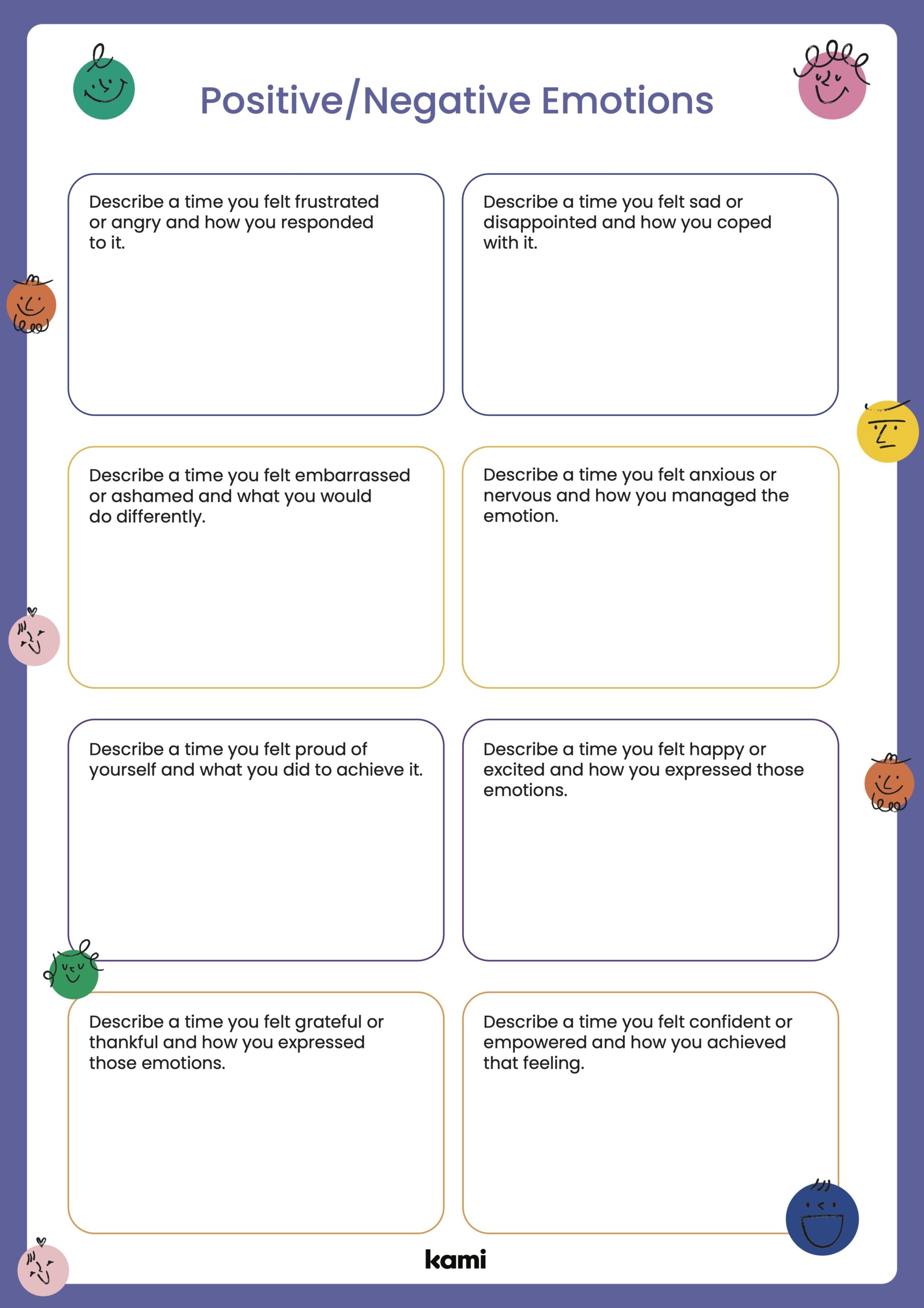 Positive Negative Emotions Worksheet For Teachers Perfect For