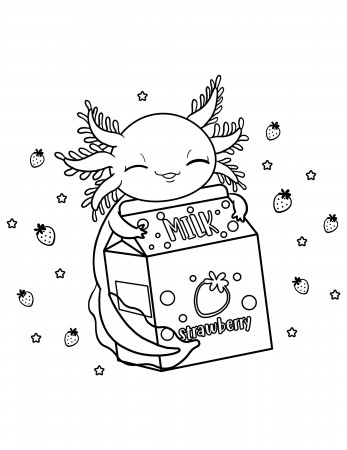 Premium Vector Clipart Kawaii Axolotl Outlines Cute Cute Easy 