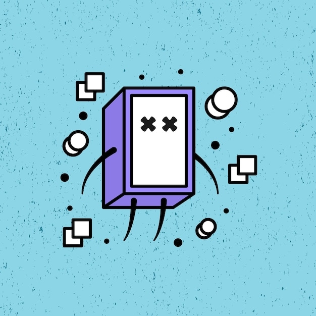 Premium Vector Geometric Rectangle Robot Flat Cartoon Illustration