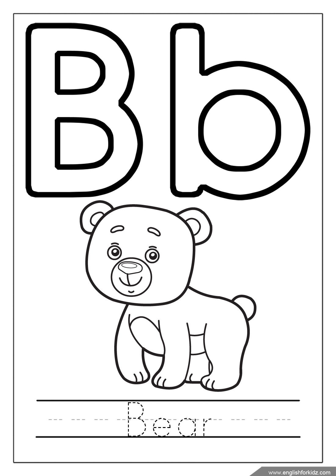 b letter coloring sheet