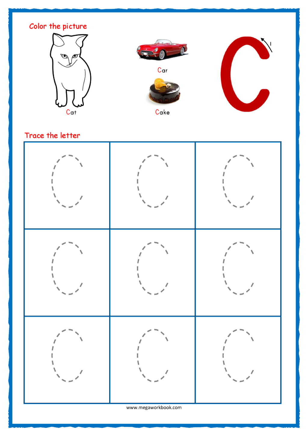letter c tracing worksheets preschool