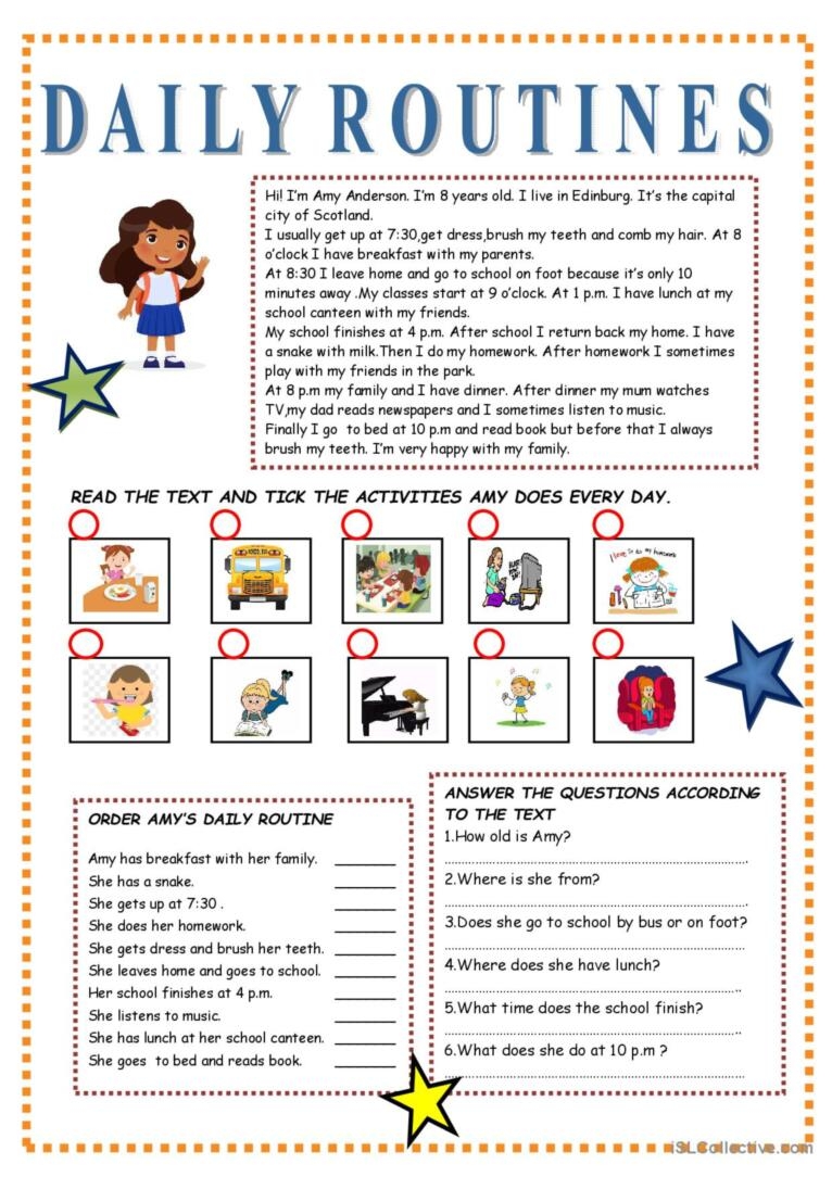 Present Simple Daily Routine Exercises