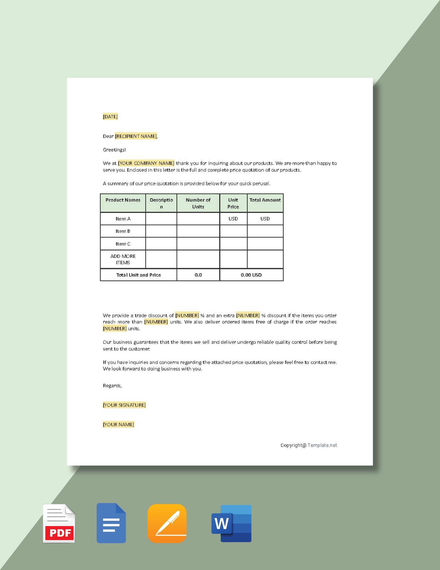 Price Quotation Templates In Word FREE Download Template