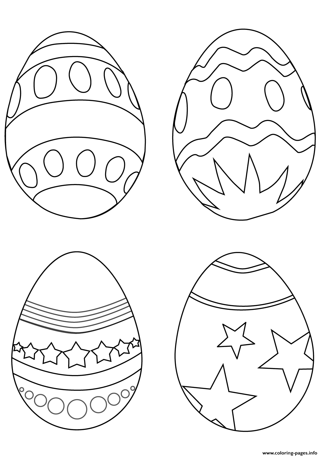Print Simple Easter Eggs Coloring Pages