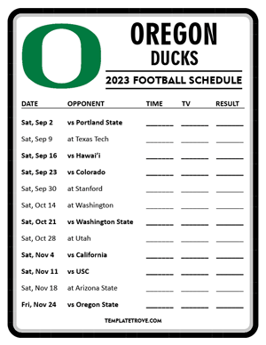 Printable 2023 Oregon Ducks Football Schedule