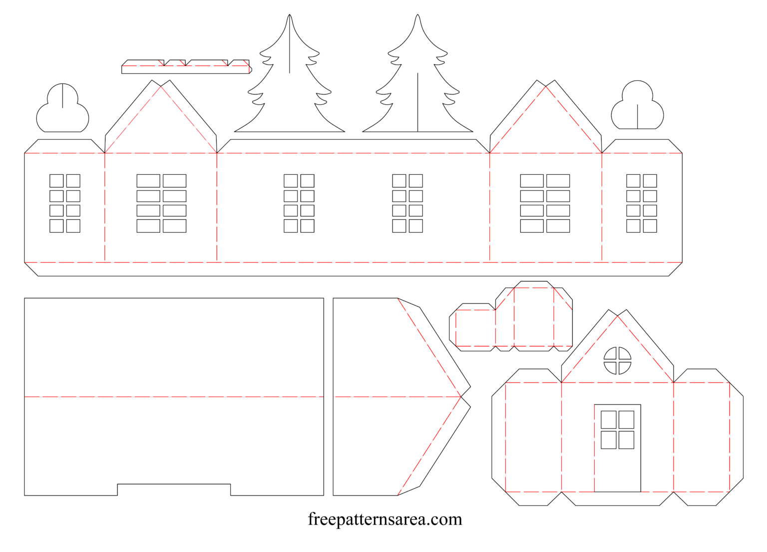 Printable 3D Paper House Template For Craft FreePatternsArea Fillable