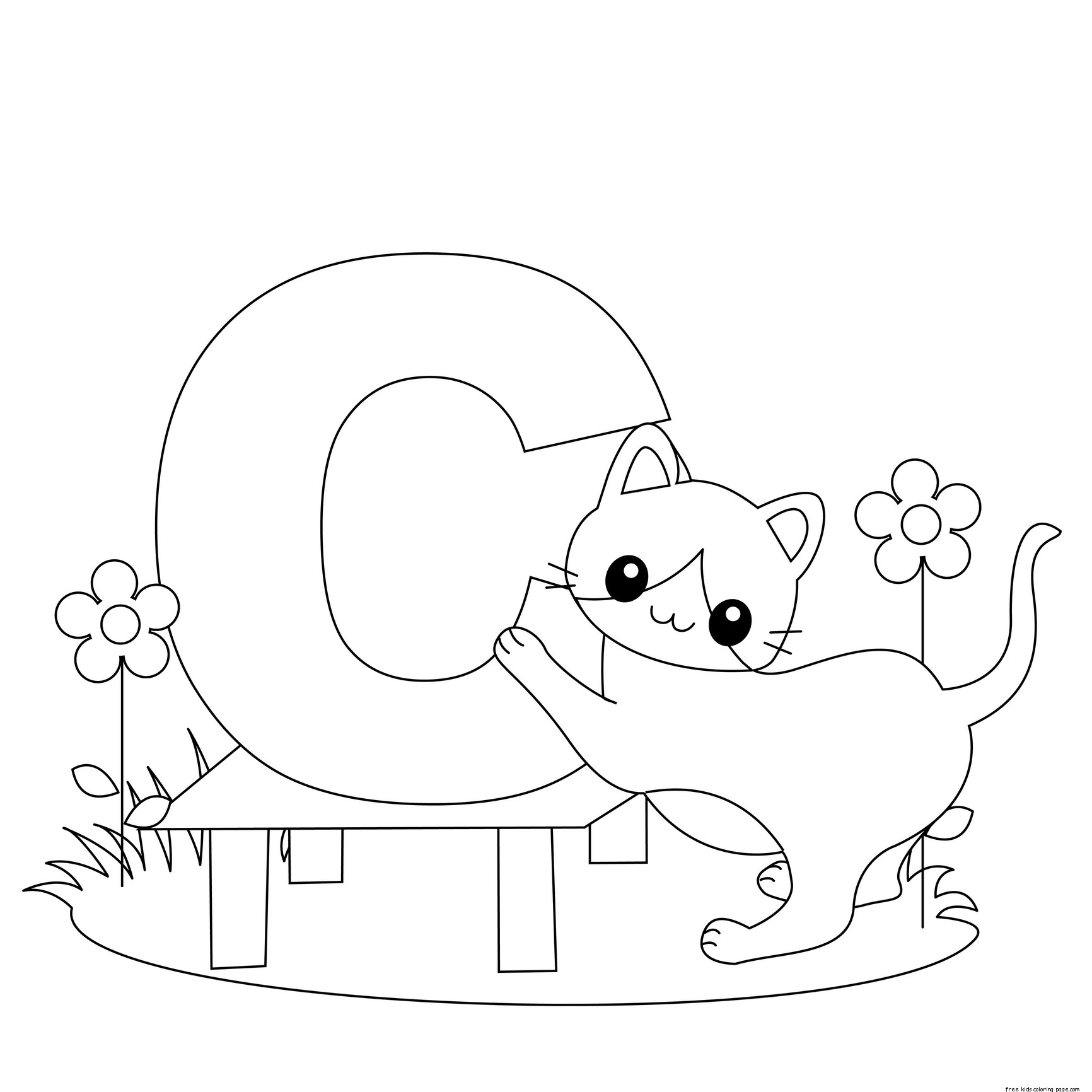 Printable Animal Alphabet Letter C For Cat Free Printable Coloring
