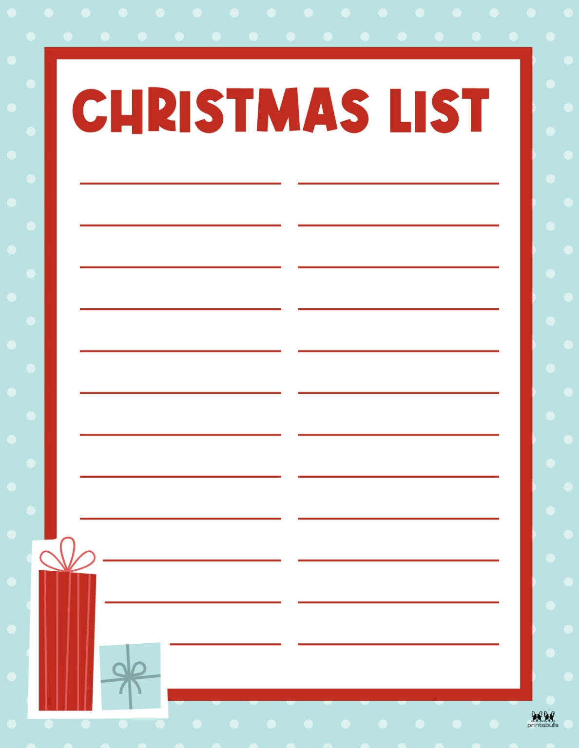 Printable Christmas Lists 25 FREE Printables PrintaBulk
