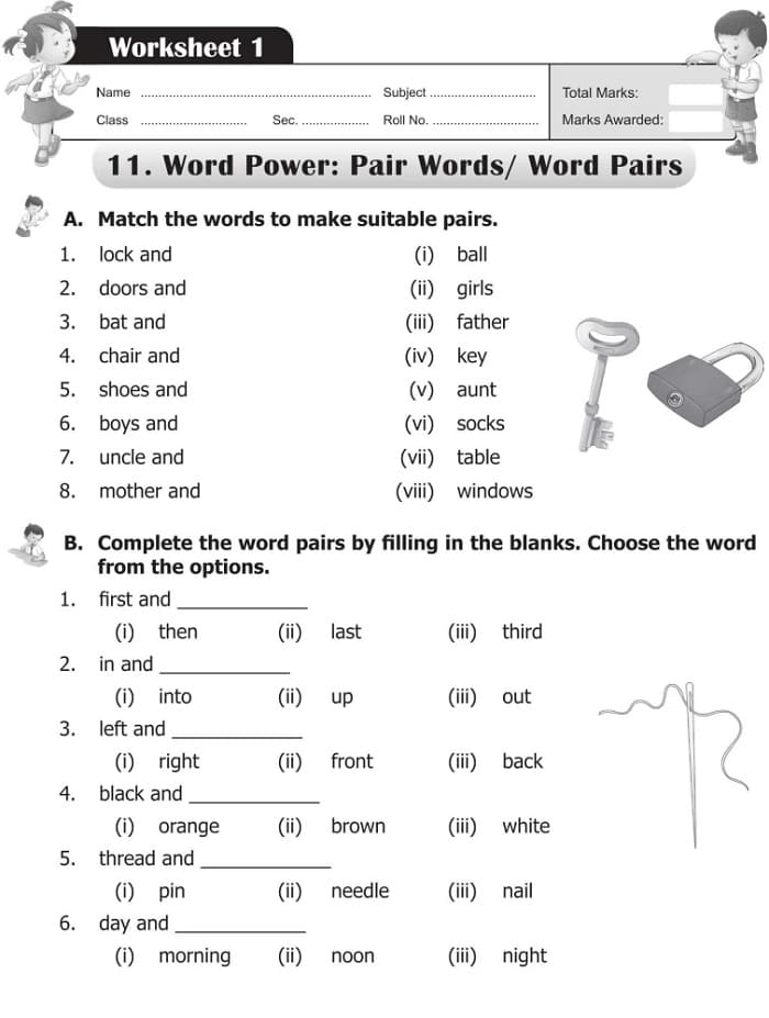 printable worksheets for class 1