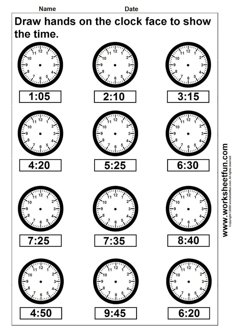 Printable Clock Worksheets Grade 2 Printable Worksheets