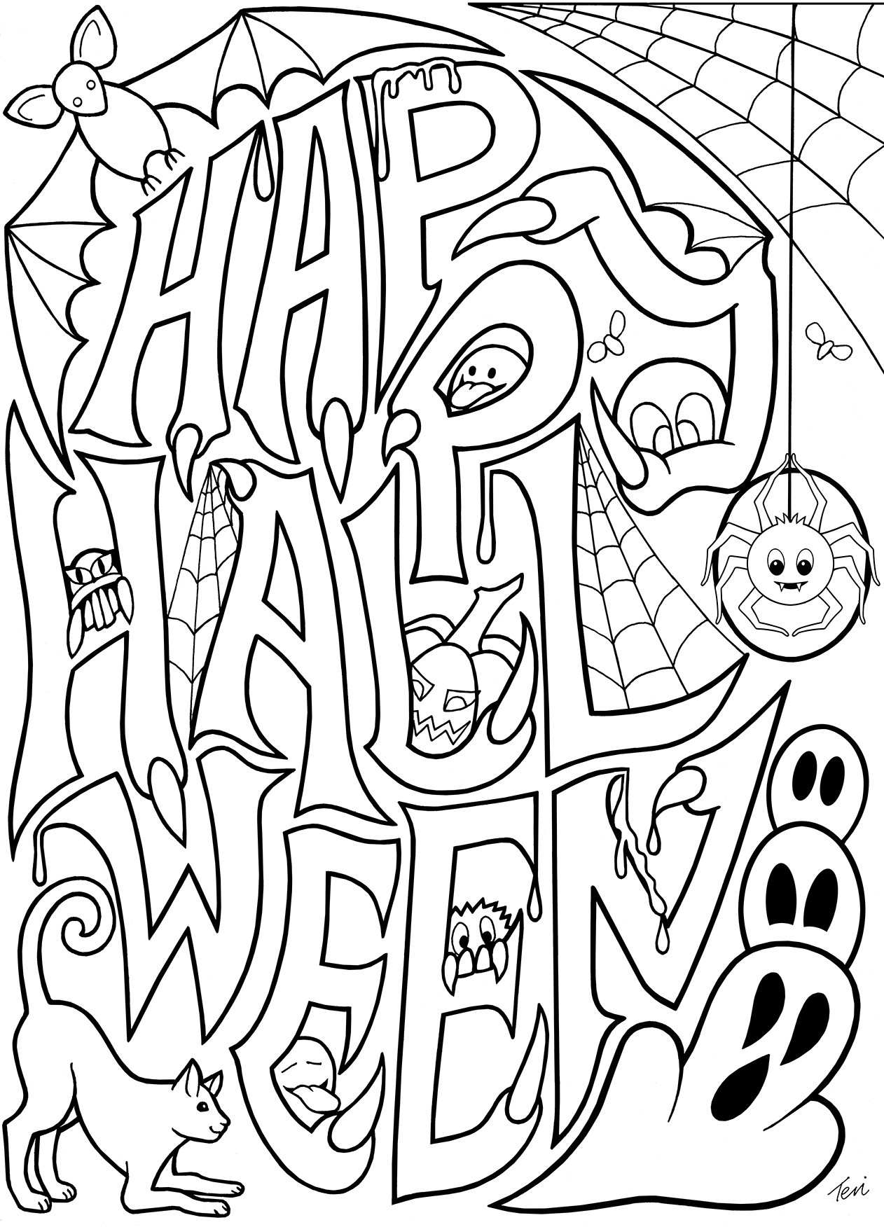 halloween color page printable