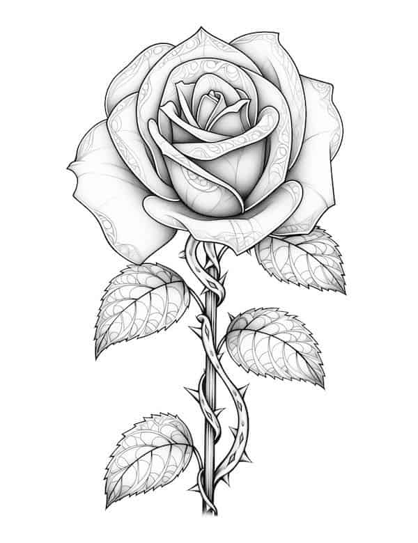 free printable rose coloring pages