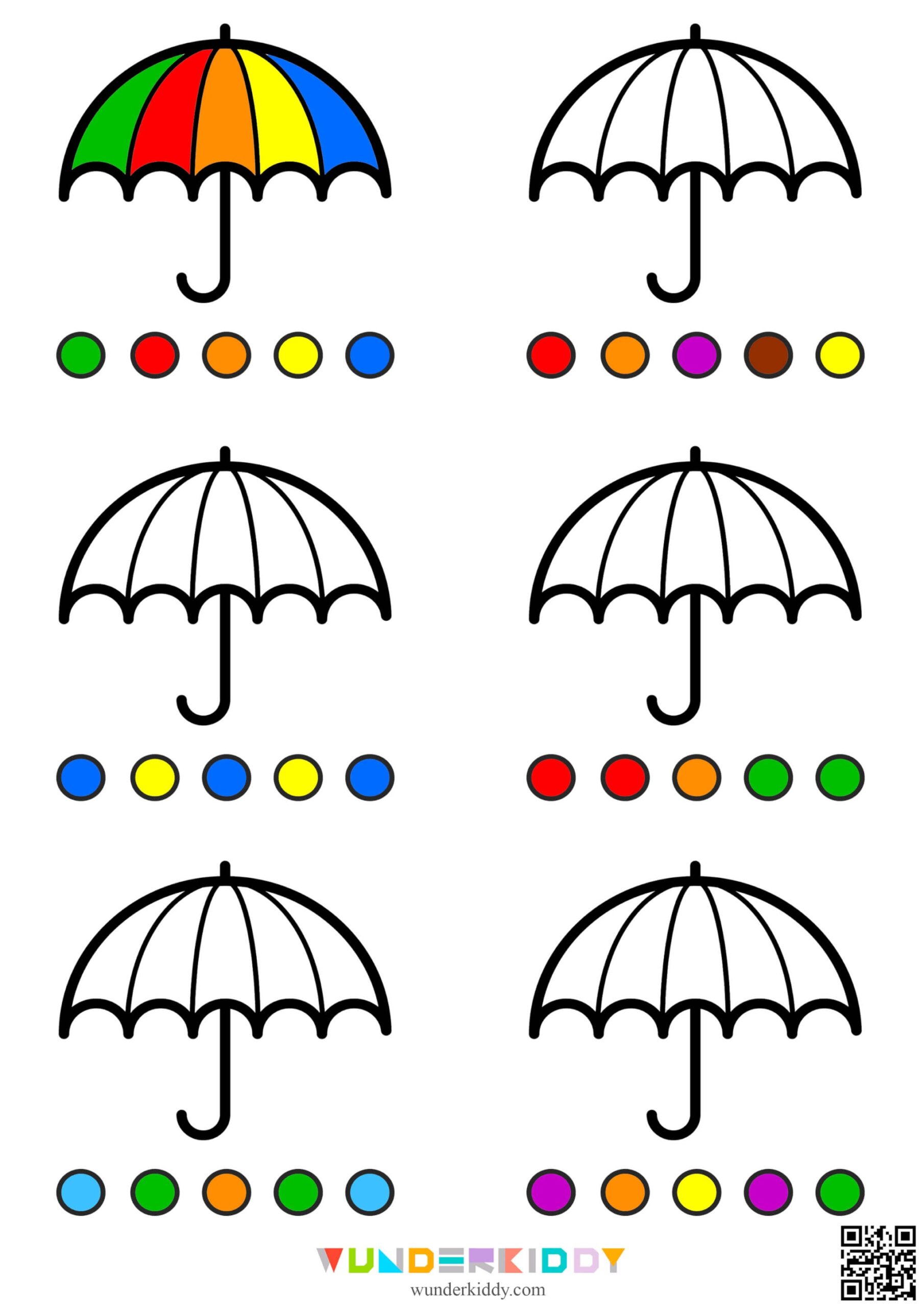 umbrella coloring worksheet