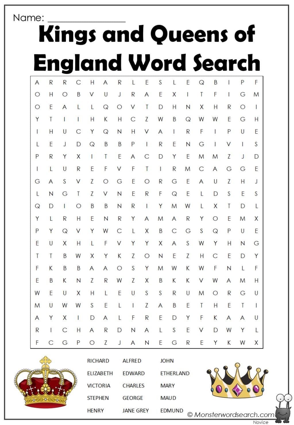 Printable Crowns For Kings And Queens Printable Word Searches The