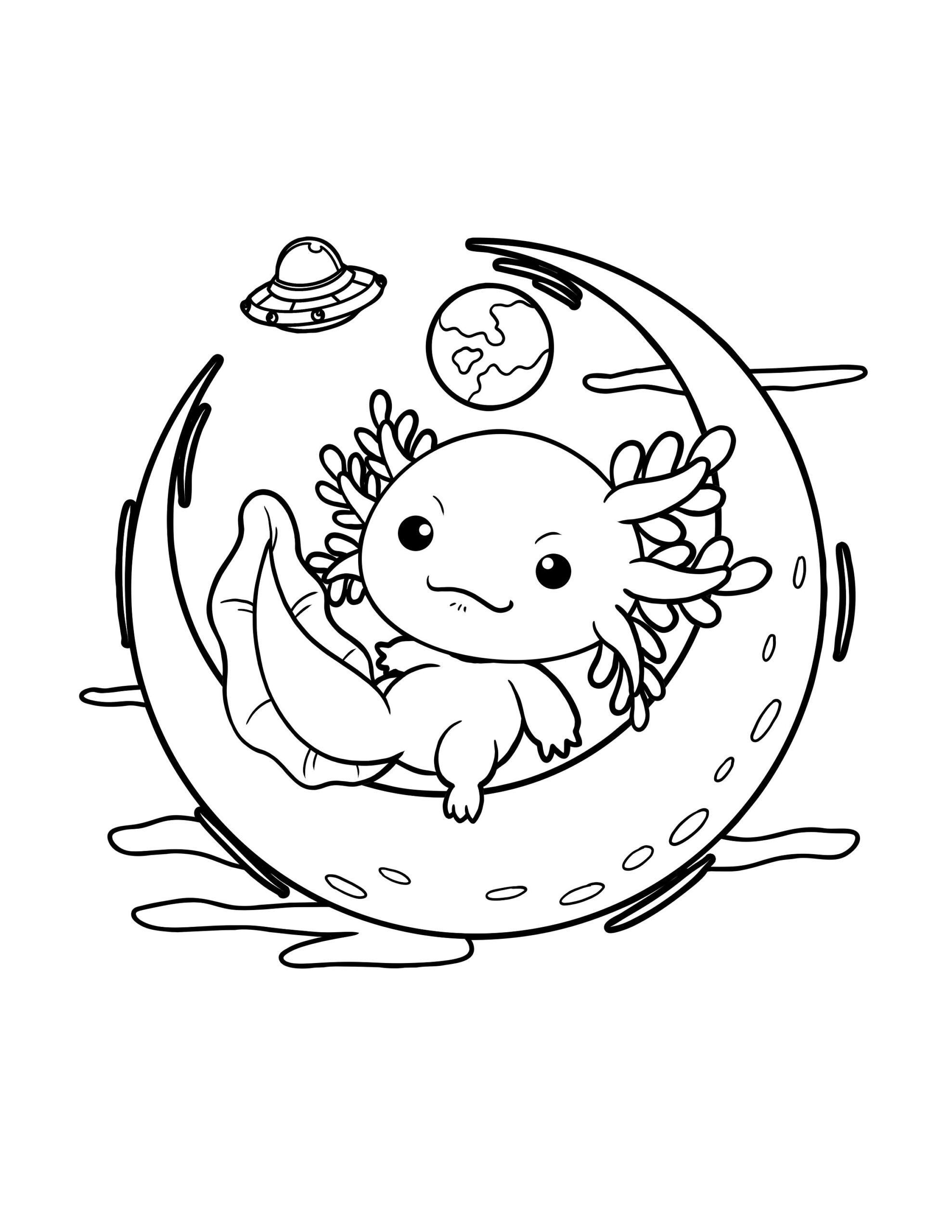 Printable Cute Axolotl Coloring Page Digital Download Coloring Home