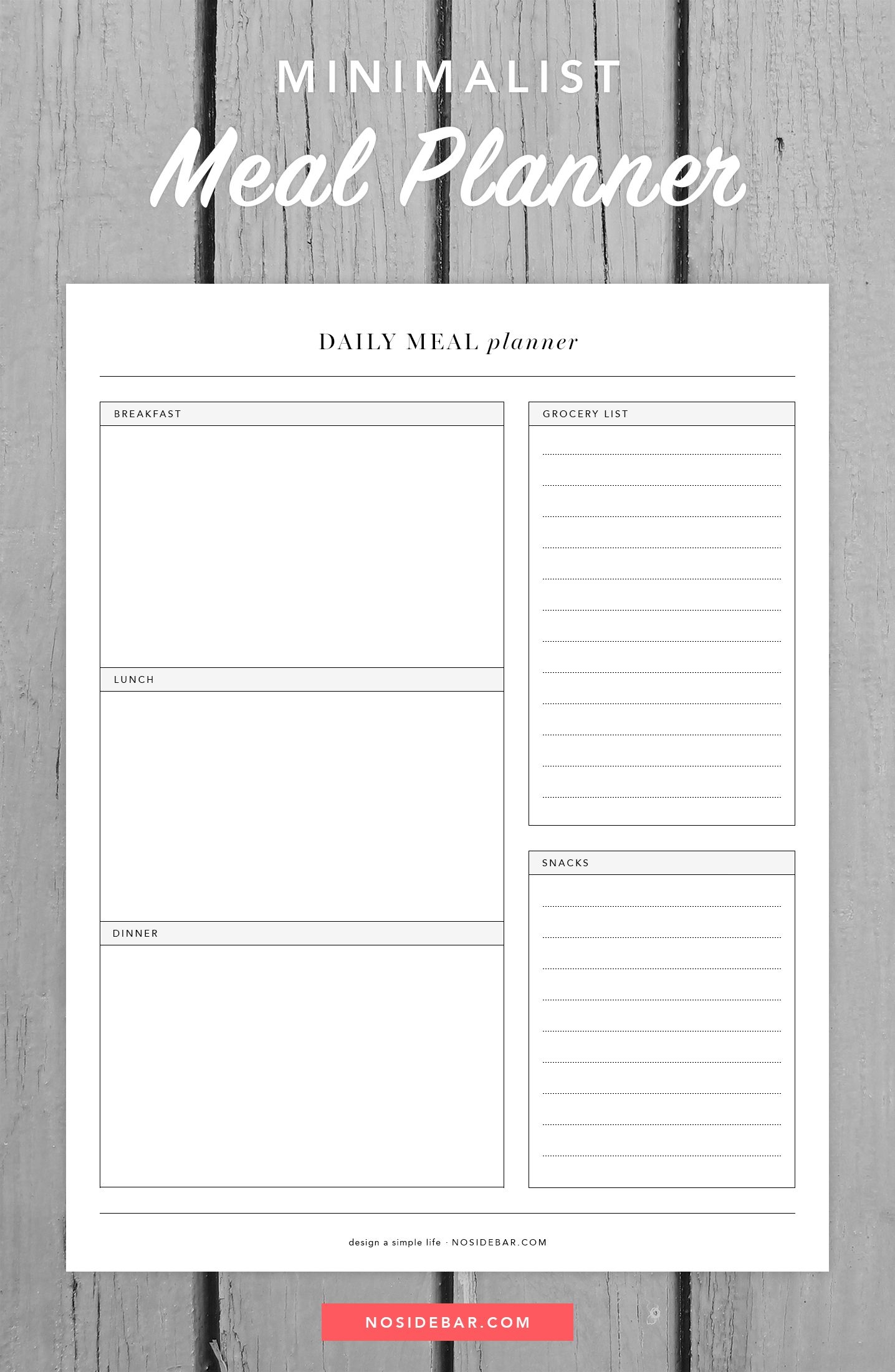Printable Daily Meal Planner Template Printable Templates