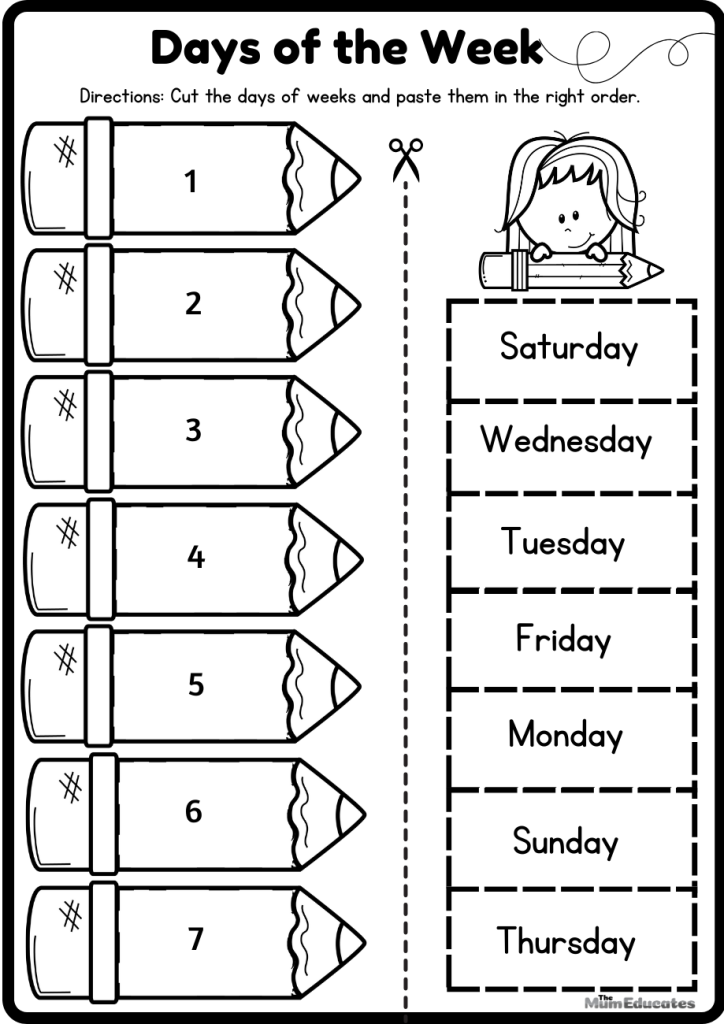 Printable Days Of The Week Free The Mum Educates Worksheets Library