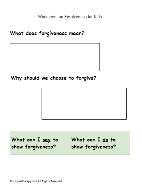 Printable Forgiveness Worksheet Christian Counseling Worksheets Library