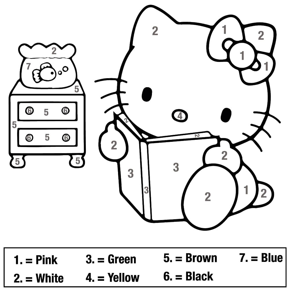 Printable Hello Kitty Color By Number Coloring Page Free Printable