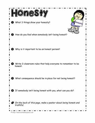 Printable Honesty Worksheets Pdf Printable Worksheets