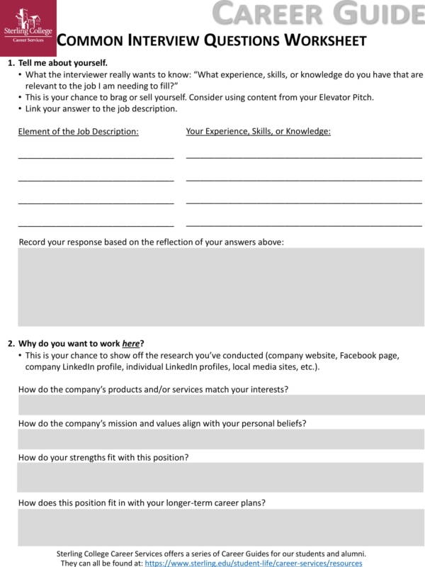 printable interview questions worksheet