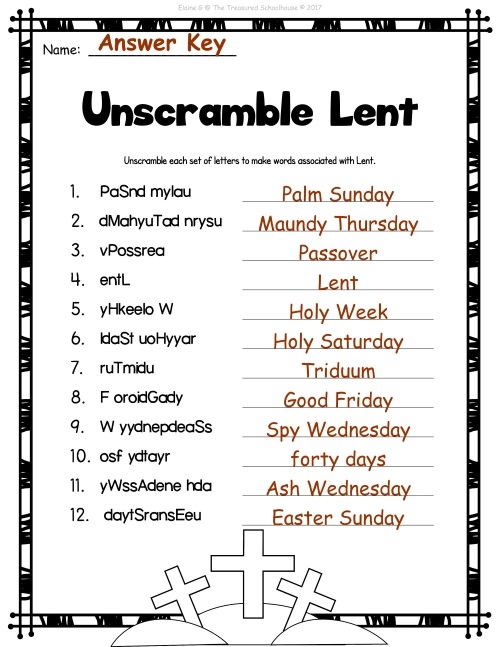 Printable Lent Worksheets Printable Word Searches