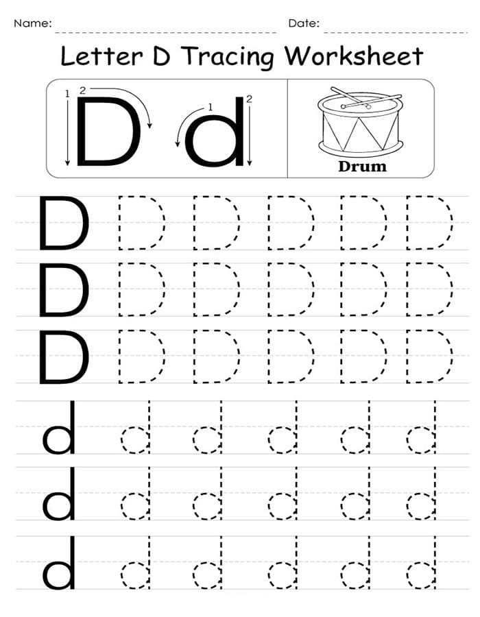 Printable Letter D Tracing Worksheet Free Download And Print For You 