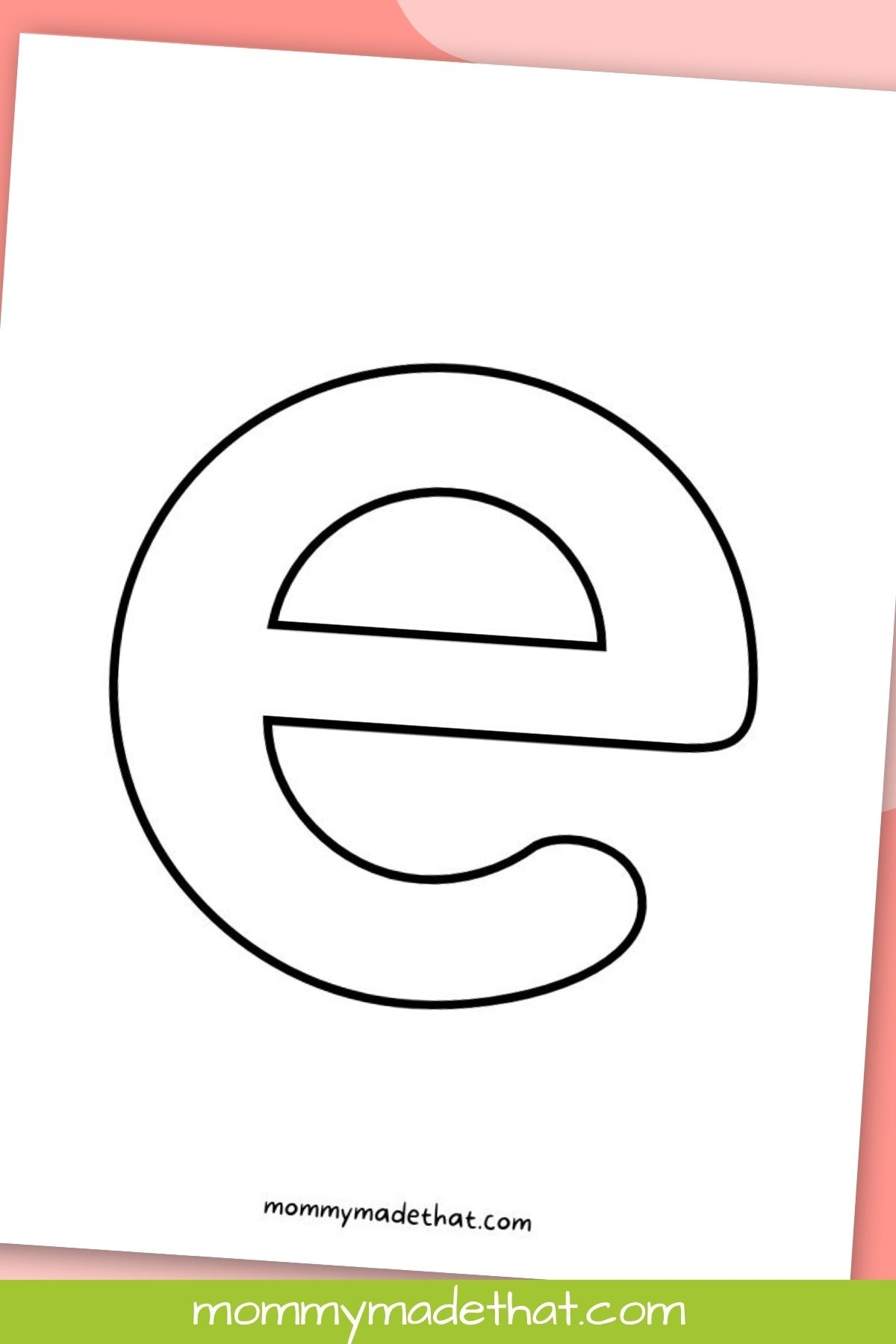 trace the letter e printable