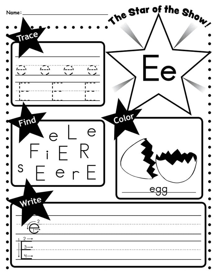 Printable Letter E Tracing Example Free Download And Print For You 