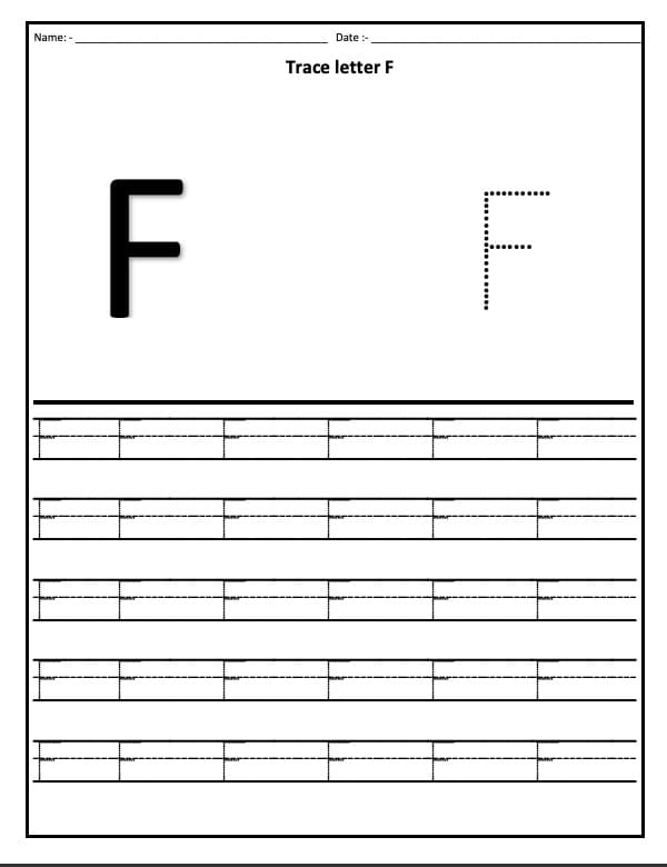 Printable Letter F Tracing Sheet Free Download And Print For You 