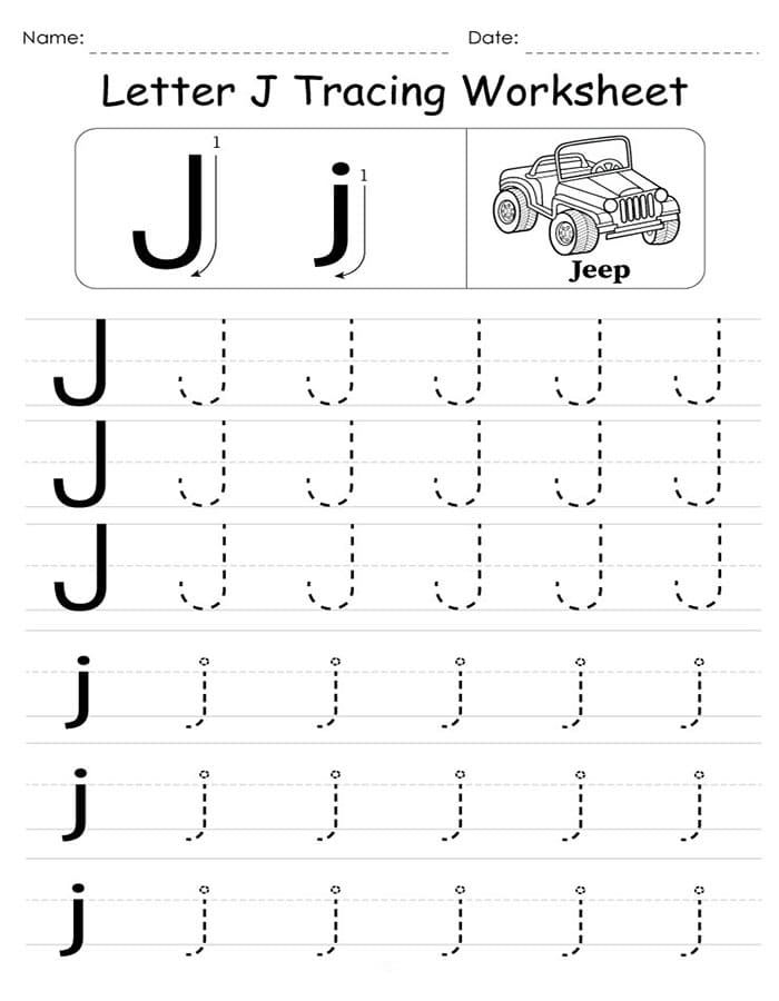 free printable tracing letter j