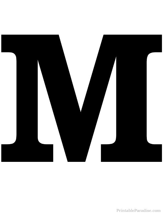 Printable Letter M Silhouette Print Solid Black Letter M