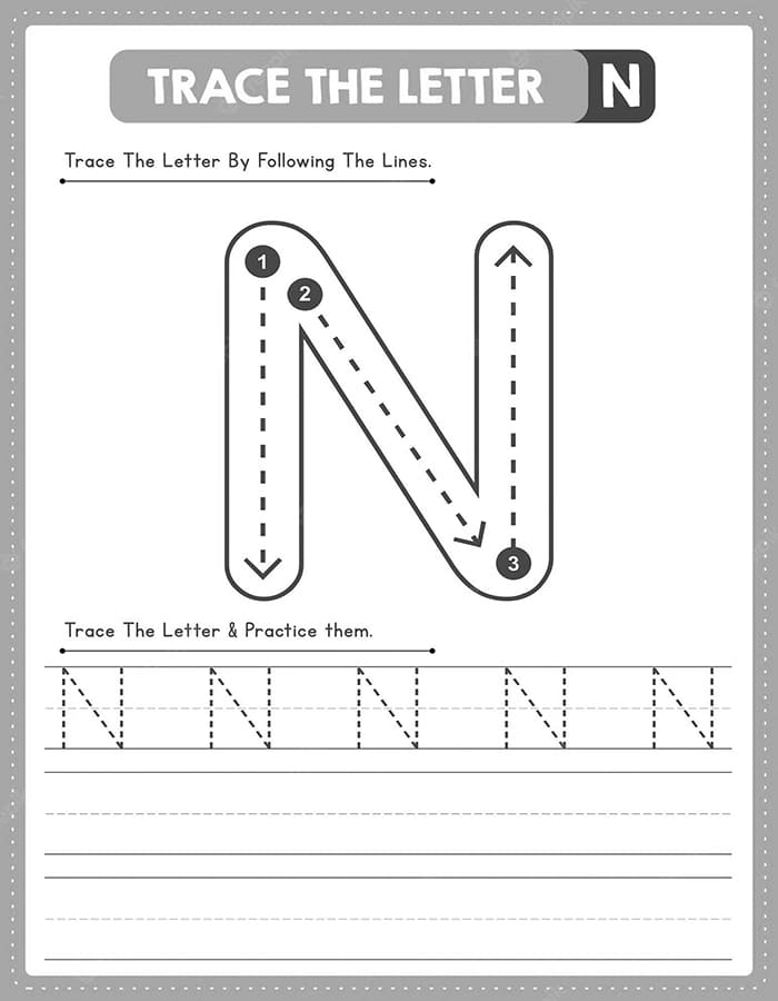 letter n tracing printable
