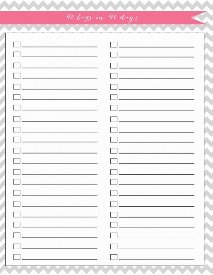 free list templates to print