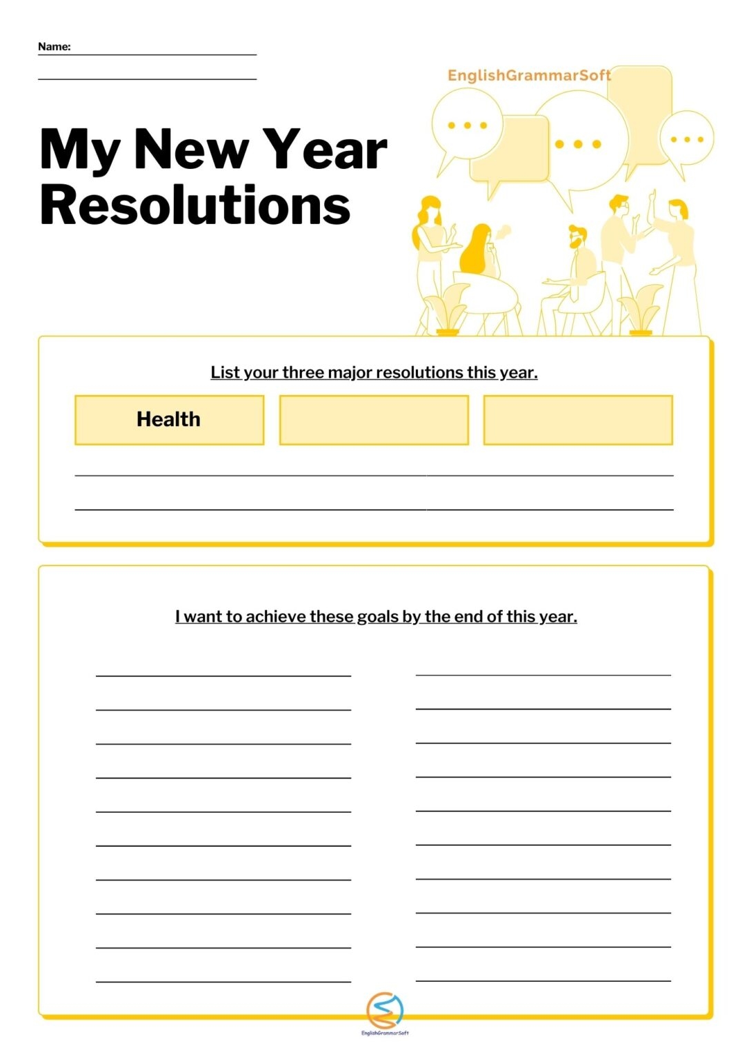 Printable New Year 39 s Resolution Template